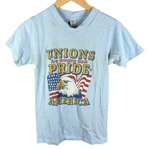 Vintage Unions Pride America UAW Local 149 Shirt Mens Small Eagle USA 80s Tee